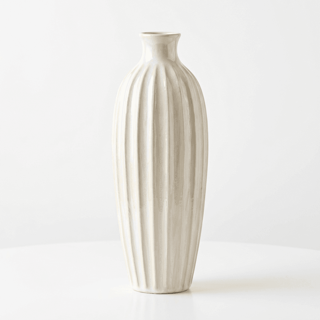 Fluted Porcelain Vase - Pearl White
