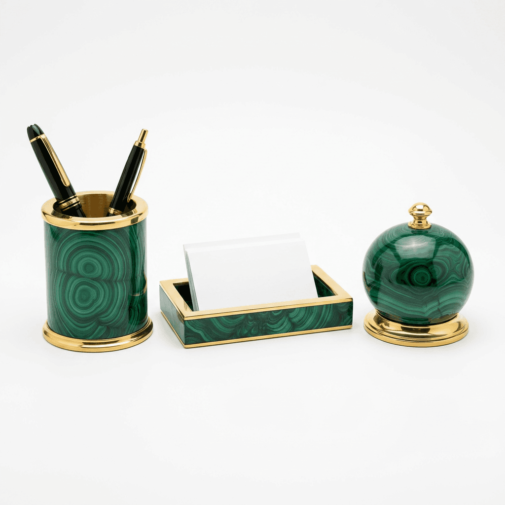 Malachite & Gold Desk Set