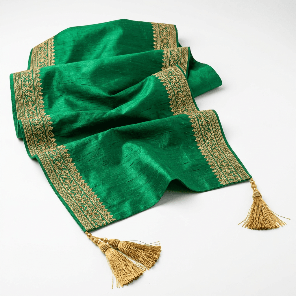 Dupioni Silk Table Runner - Emerald