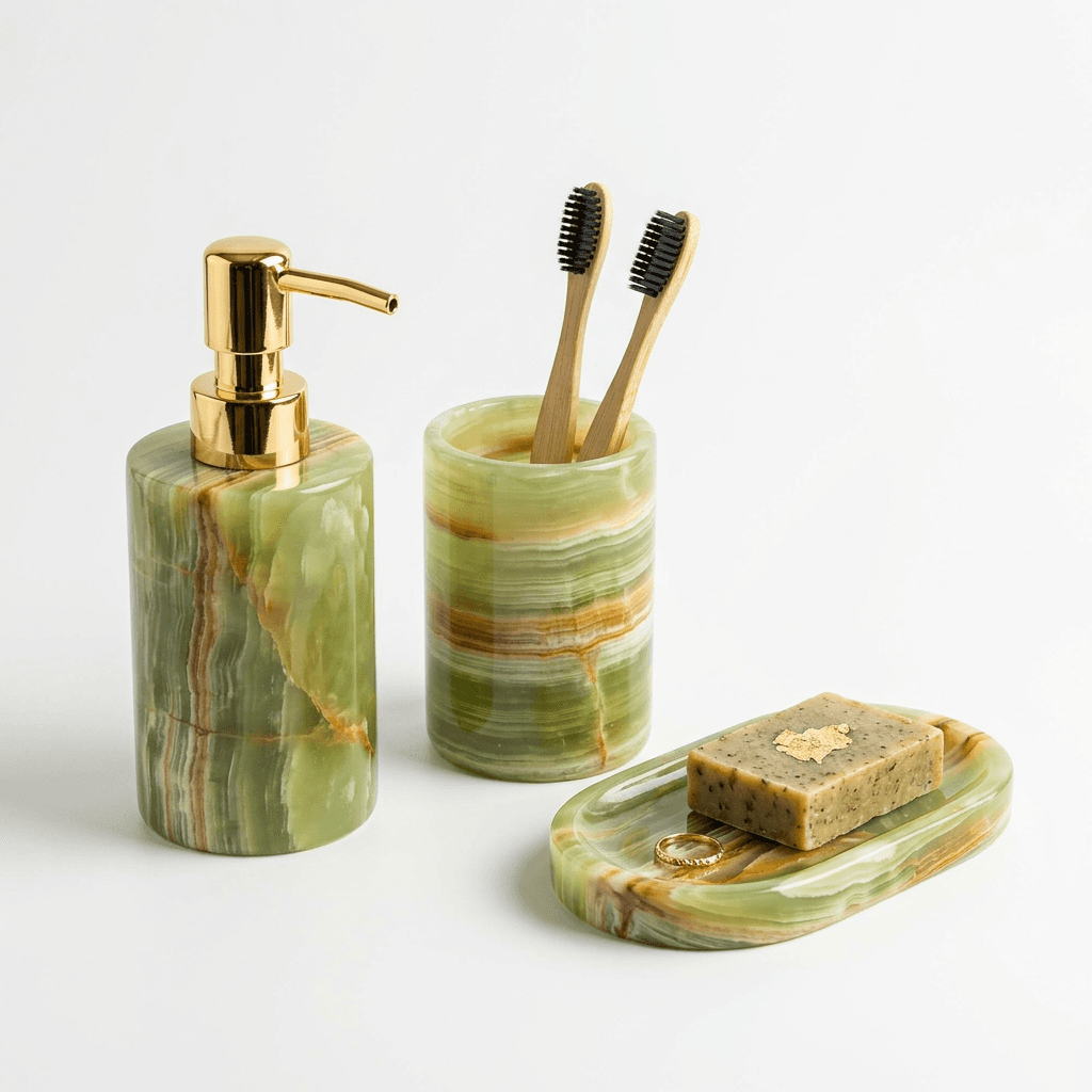 Green Onyx Soap Dispenser Set