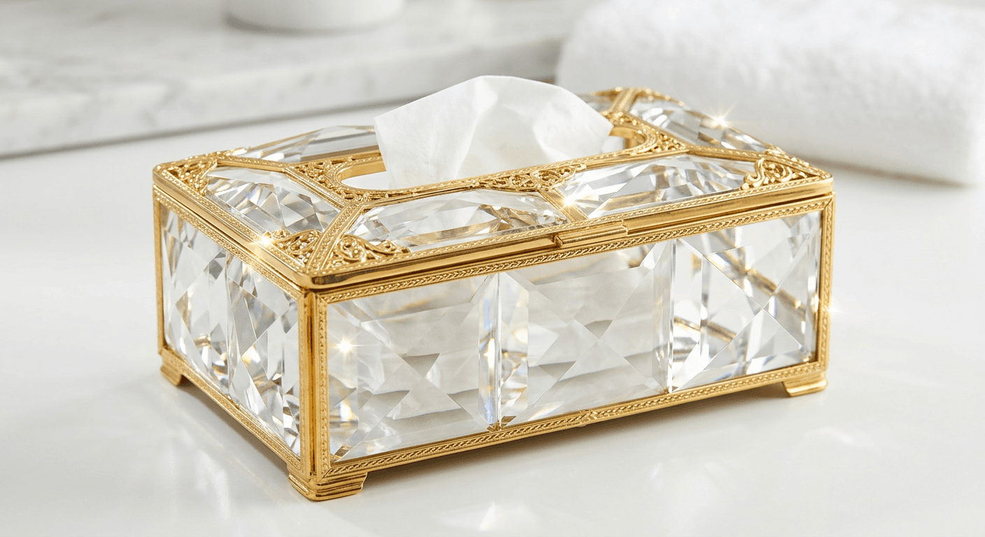 Crystal & Gold Tissue Box Cover