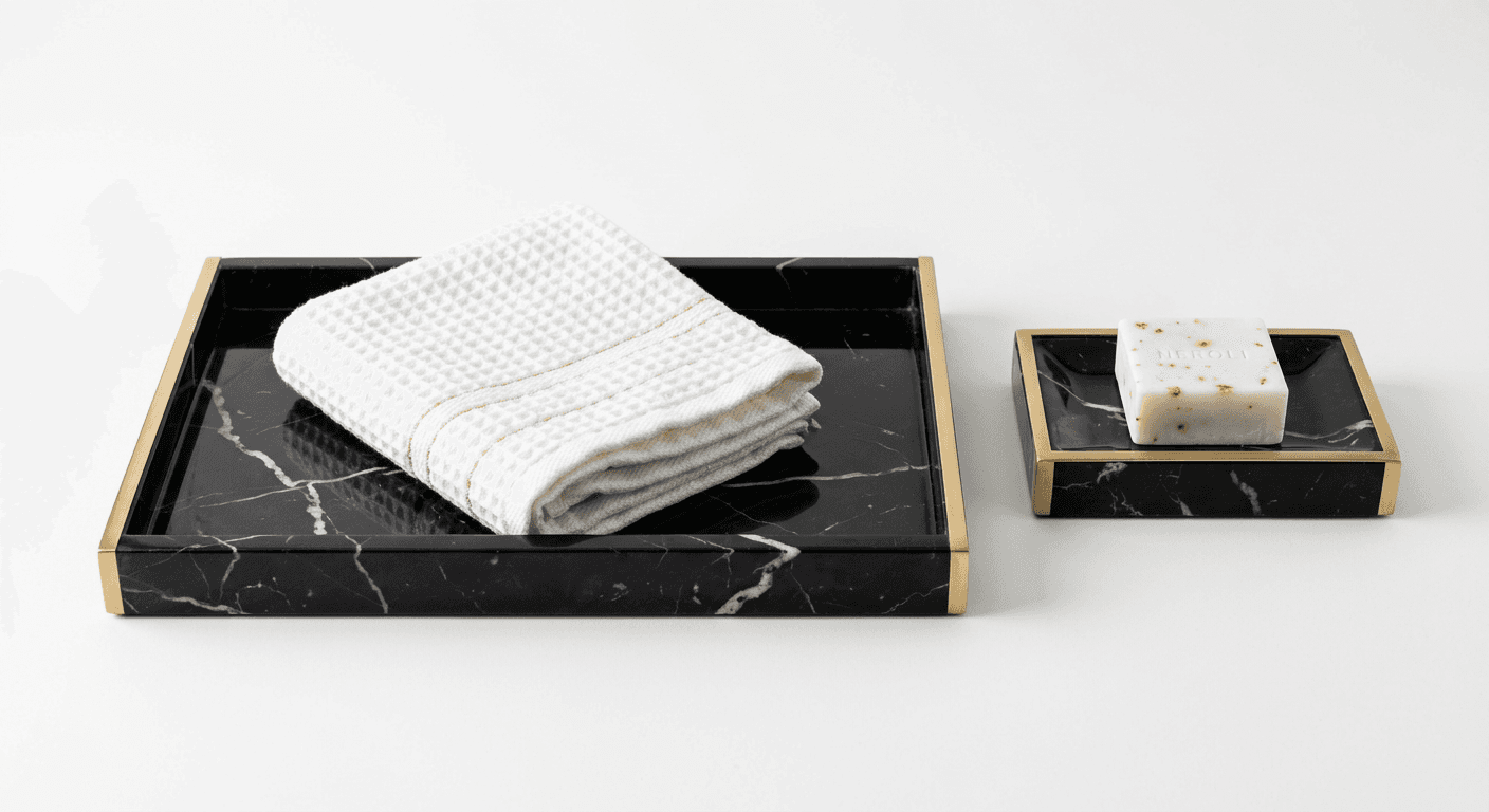Nero Marble Towel Tray Set