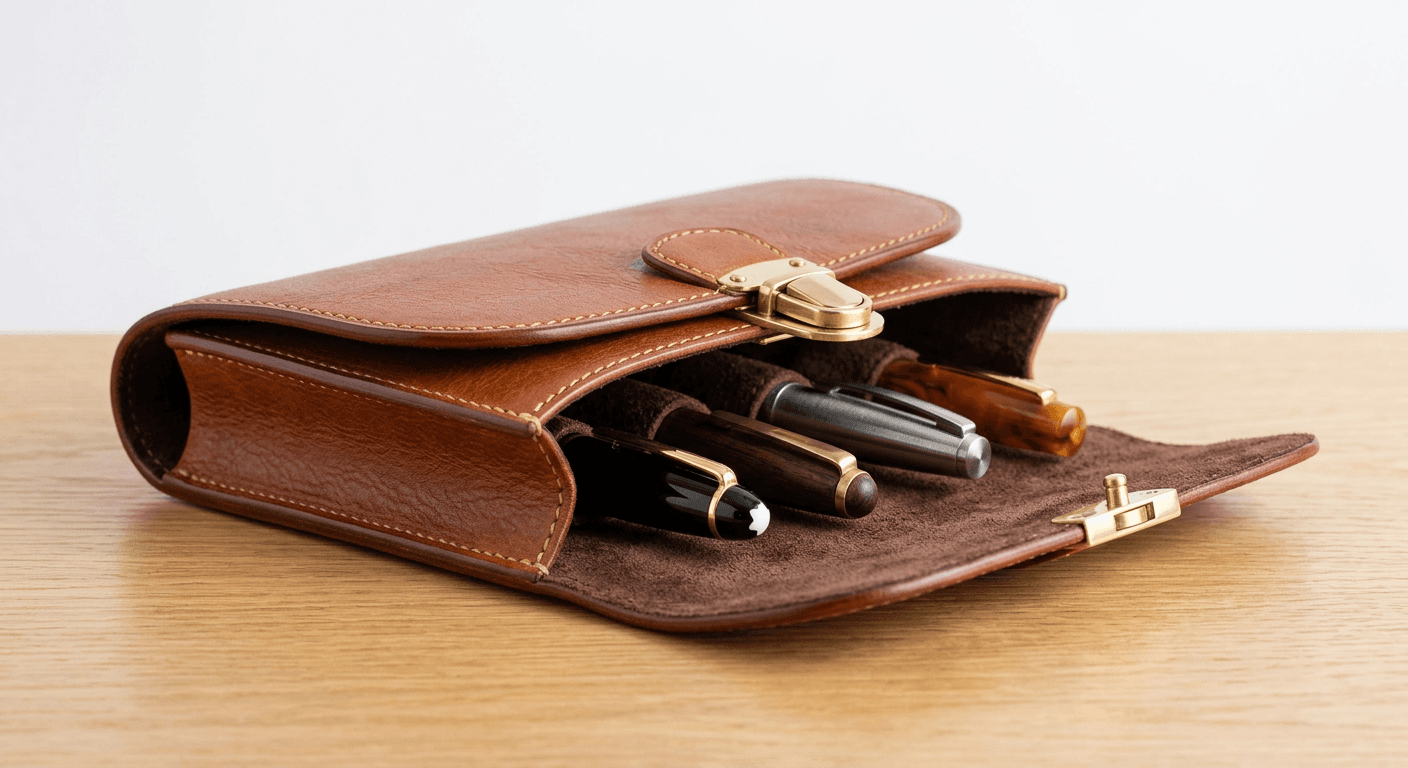 Leather & Brass Pen Case